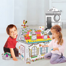 DIY Christmas Playhouse – Foldable Coloring Craft House, Portable Cardboard Fort for Indoor Family Fun, Compatible with Holiday Activities