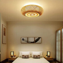 WUZSTAR 19.5 Inch Bird Cage Ceiling Light Chinese style Bamboo and Rattan Lantern Pendant Light