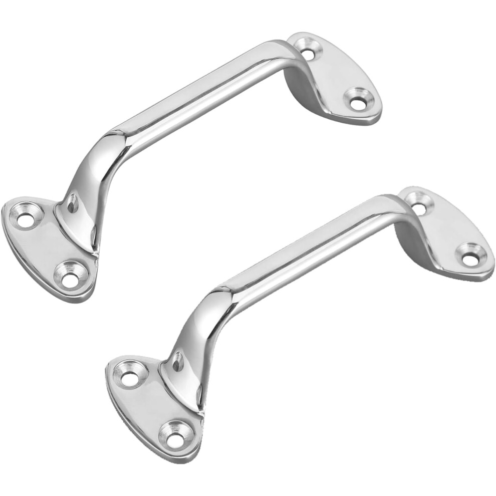 Stainless Steel 6in Bath Grab Bar Set (2Pcs) â Shower, Stair, Boat Handle â Safety Bar for Seniors, Elderly & Handicap â Compatible with