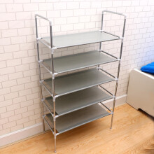 Shoe Shelf Light Grey Metal Fabric 1Pcs 23.6*11.8*42.5in