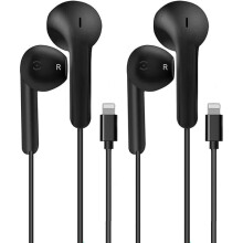 ZLC iPhone Wired Earbuds w/ Lightning Connector, MFi Certified, with Mic, Compatible with iPhone 14/13/12/11/Pro/Max/X/XS/XR/8/7 Plus (Black)
