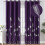 Cortinas blackout roxas, 2 painéis, 52x102 polegadas, estampa de palmeiras prateadas 1