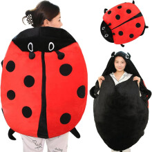 Ladybug wearable plush pillow with shell design, soft PP