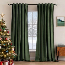 Velvet Curtains 2 Panels, Olive Green, W52xL72", Blackout & Thermal Insulated, Rod Pocket & Back Tab, Soft Luxury Drapes