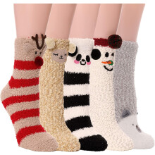 Naisten pörröiset fleece-sukat, talvi, lämmin ja mukava tohveli