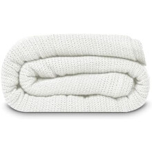 Leno Weave White Cotton Blanket, Queen 90x90", Lightweight & Cozy Throw for Bed, Sofa, Dorm – All Season