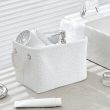 Organization and Storage Curly Faux Fleece Decorative Storage Basket Soft with Carrying Rope Storage Bin for Home Living Room Bathroom