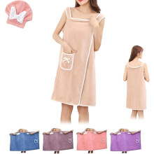 Plus Size Wearable Towel for Women - Extra Large Shower Skirt Wrap with 2-Button Design, Ultra Soft Coral Fleece, Fast Absorbing Bath & Pool Cover Up