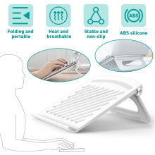 EASTIN Laptop Stand, Light Duty Aluminum Adjustable Ergonomic Foldable Portable Tablets Holder for 10" to 15.6" Notebook Computer White
