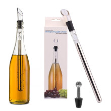 3-in-1 Wine Chiller Stick: Stainless Steel Cooler, Aerator & Pourer—Compatible with standard wine bottles