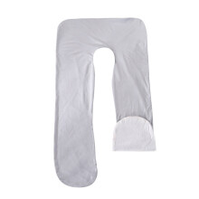 AUQ U-Shaped Pillow Covers 140x80cm, Light Gray/White, Warm & Breathable, Compatible with U-Shaped Pregnancy Pillows