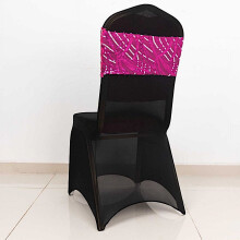 BalsaCircle5Fuchsia Nœuds de chaise en maille argentée ondulée à sequins brodés - Fournitures pour mariages, réceptions, traiteurs et vaisselle