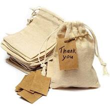 Sacs à cordon réutilisables en coton – Très petits (3 x 4 pouces), lot de 25, pochettes en mousseline pour bijoux, maquillage, cadeaux de