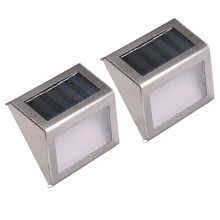 Lot de 2 appliques murales solaires d'extérieur pour piscine, couleur argent.