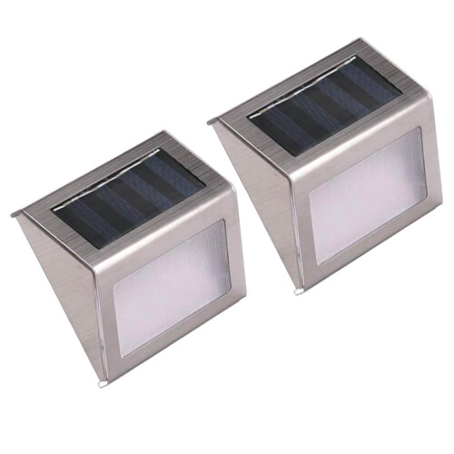 2 applique solari da esterno per piscina, lampade da parete, colore argento.