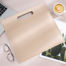 Magnetic Closure Vegan Leather Document Bag - Waterproof, Handheld, A4/Letter Size, Tablet Compatible for Office/Business (Khaki)