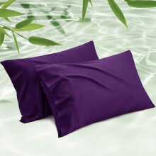 Ensemble de 2 taies d'oreiller Queen, en rayonne de bambou rafraîchissante, violette, douce et respirante, fermeture portefeuille, 51 x 76 cm