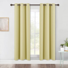 Blackout Drapery Panels, 42x72", Pale Yellow, 3-Pass Microfiber, Thermal & Noise Reducing, Solid Ring Top