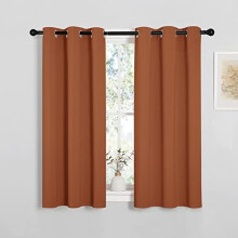Thermal Insulated Kitchen Curtains with Grommets, Burnt Orange, 34"x48", 2PCs – Compatible with Small Windows