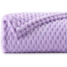 Coperta singola in pile per divano e letto - Plaid decorativo 3D jacquard color lavanda, morbidissima e accogliente, calda e soffice, adatta a tutte