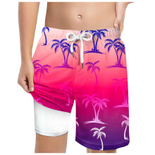 Boys Swimming Trunks Boys Swim Trunks with Compression Liner Vintage Bathing Suit Quick Dry Swim Short Swimsuit Size 13T 14T,(Hot Pink 13-14 Years)