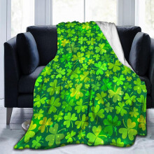 Flannel Fleece Blanket Green Shamrocks 80x60 inches