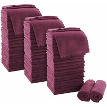 Ultra Soft Premium Washcloths Set - 12 x 12 inches - 72 Pack - Quick Drying - Highly Absorbent Coral Velvet Bathroom Wash Clothes (Burgundy)