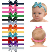 12 pack 6.7 inch baby bows headbands, solid color grosgrain ribbon baby hair bows for newborn infants toddlers