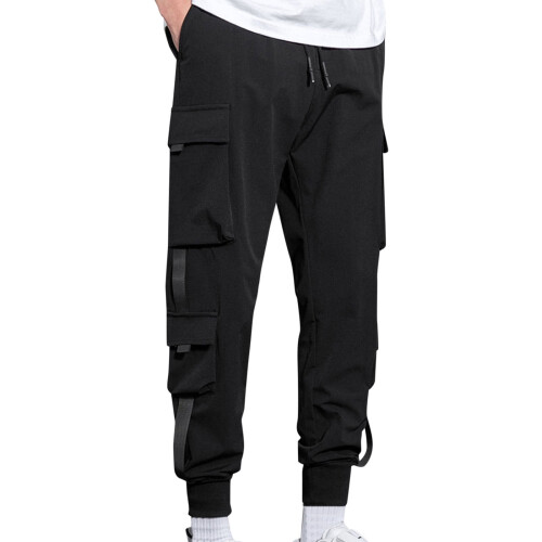 Mens Classic Cargo Pants Relaxed Fit Cargo Pant With Stretch Solid Black Xl