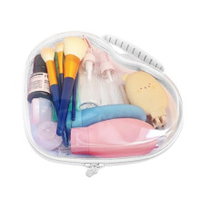Aufbewahrungsbox aus durchsichtigem Kunststoff mit Herzgriff, Mini-Behälter für Perlen, Bastelarbeiten, Schmuck und Kleinteile (Weiß-L)