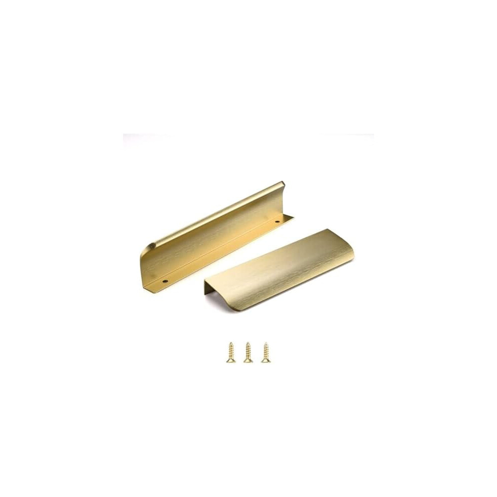 5-Pack Edge Finger Pulls For Cabinets, Compatible With Kitchen Drawers, 4.72" (120Mm), Brushed Brass 9353595427334