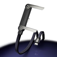 Unsichtbares 2-in-1-Ladekabel mit integriertem Ständer, 240-W-Schnellladefunktion, 360-Drehung, kompatibel mit USB-C auf Lightning