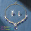 Set di collana e orecchini verdi con strass, gioielli formali da sposa per donna 2