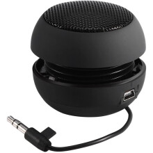 Mini altavoz portátil de viaje con cable de audio de 3,5 mm, batería incorporada de bajo voltaje, retráctil para