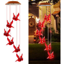 Carillon solaire cardinal, décoration de jardin LED étanche, compatible avec terrasse, patio, cour et jardin.