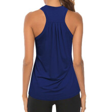Sommar Polyester Ärmlös Träning Racerback Yoga Linnen för Dam Blå Träningskläder Hjärtveckade Gymtröjor Atletisk M