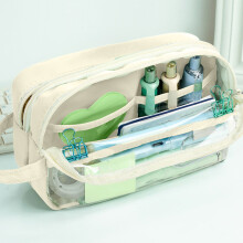 Estuche para lápices de gran capacidad con múltiples compartimentos y doble cremallera. Estuche para lápices bonito y práctico.