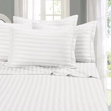 Ensemble de draps en microfibre ultra-doux 4 pièces – 1500 fils/cm², rayures damassées infroissables, format Twin XL, blanc, compatible avec les