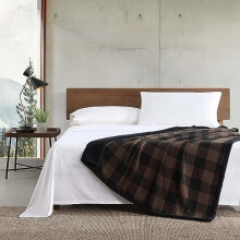- Throw Blanket, Yarn Dyed Cotton Bedding with Solid Ultra-Soft Sherpa Reverse, Throw Blanket for Couch & Bed (Cabin Plaid Brown, 50" x 60")