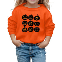 Geansaí Grafach Pumpkin Oíche Shamhna do Chailíní, Geansaí Muinchille Fada Te, Comhoiriúnach le