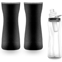 Lot de 2 manchons en néoprène pour bouteille Cirkul de 650 ml (22 oz), compatibles avec le plastique et l'acier inoxydable, isothermes, noirs.