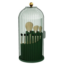Porte-pinceaux de maquillage avec couvercle, organisateur de pinceaux de maquillage transparent rotatif à 360 pour coiffeuse, rangement étanche
