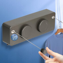Heavy-Duty Retractable Clothesline, 13.8ft, 304 Double Stainless Steel, Indoor/Outdoor, RV/Balcony/Courtyard, Compatible with Shower Room