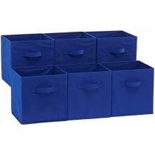 Würfelförmige Aufbewahrungsboxen mit Griffen, faltbar, aus Stoff, 6er-Pack, 26,7 x 26,7 x 27,9 cm, Marineblau