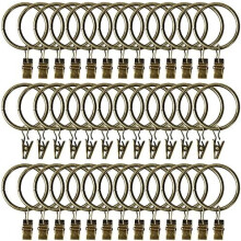 44-Pack Bronze Curtain Rings with Clips, 1.5" ID, Stainless Steel, Compatible with Tension Rods & Eyelets