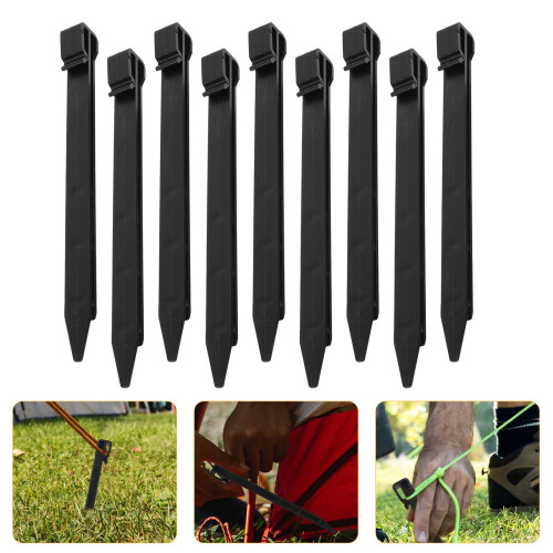 Picchetti da giardino in plastica nera, 20 pezzi, per uso esterno.