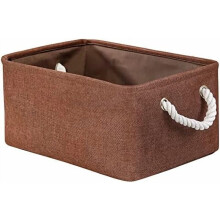 Textil tárolókosár otthonra, polcra, szekrénybe - Vászon tároló kutyajátékoknak és babaholmiknak (barna, 1 db-os, 13,8 cm hosszú, 9,8 cm