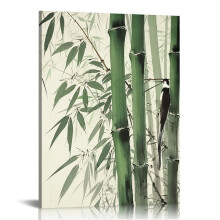 Bamboo Canvas Wall Art – Chinese Bamboo Forest Painting, Ready to Hang, Home Decor