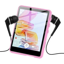 ZLC 128GB MP3 Player with Bluetooth 5.4, 2.4" HiFi Screen, FM Radio, E-Book, Voice Recorder, HD Speaker — Pink, Earphones Included