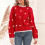 Dame Langærmet Strik Sweater Rød Efterår Vinter 2